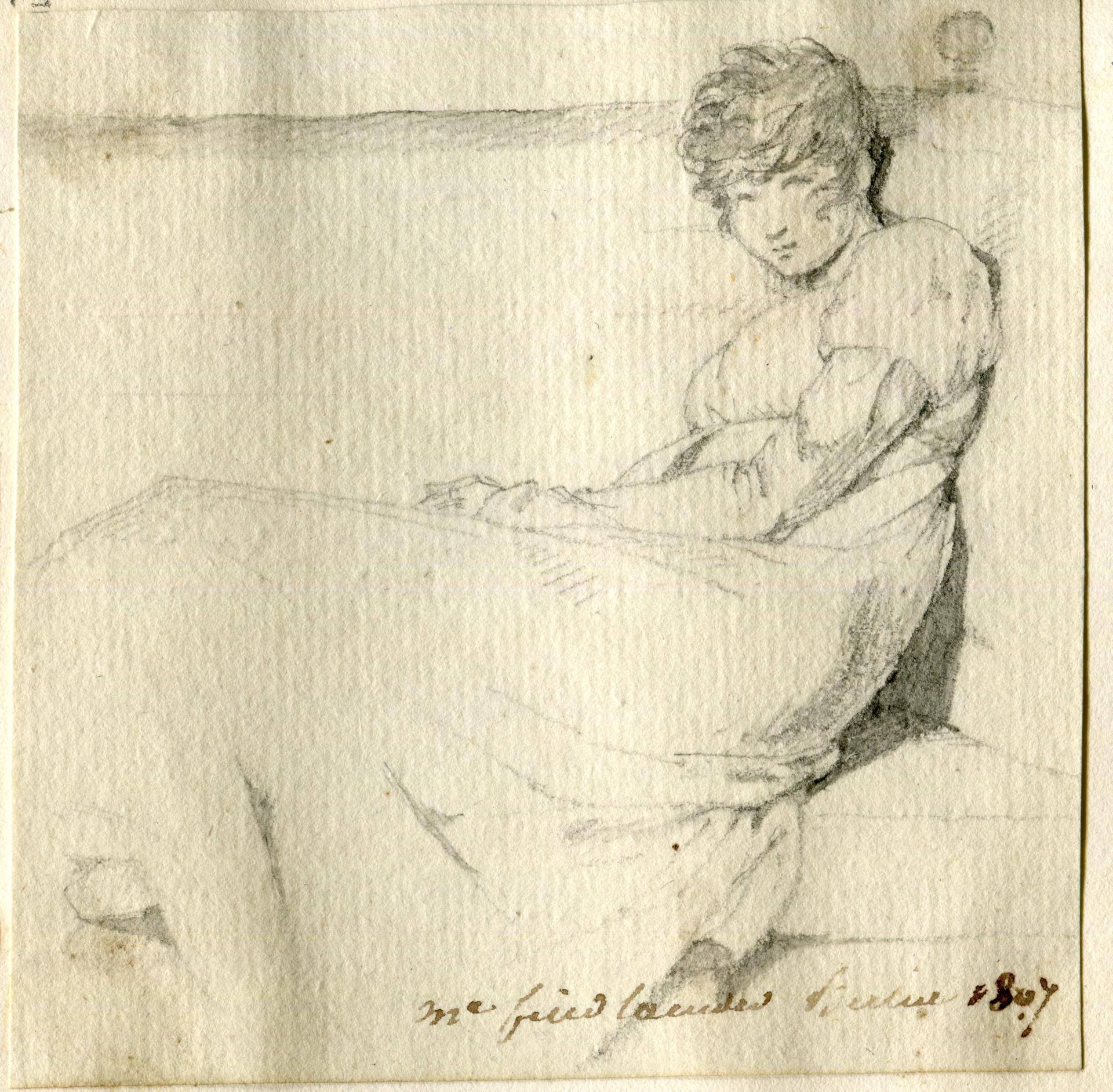 113 Portrait de Mme Friedlander Berlin 1807 90x90 mm crayon rehaut lavis